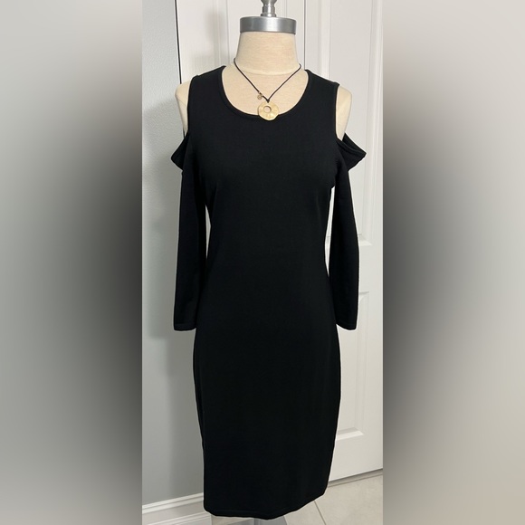 Calvin Klein Dresses & Skirts - 🩷‼️Price reduced‼️🩷Black Calvin Klein knit dress with cold shoulders